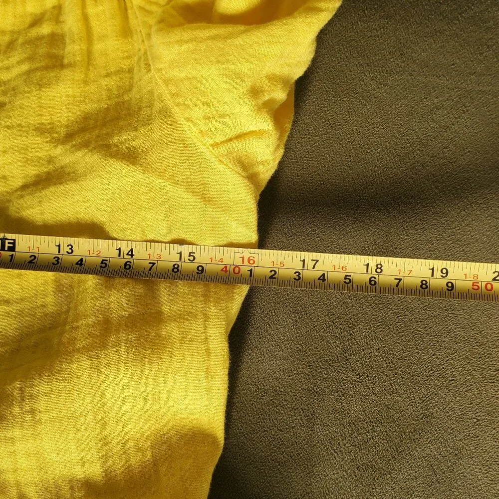 Brigth Yellow GAP crinkle gauze puff sleeved tiered mini dress size XS Festival - Picture 8 of 11